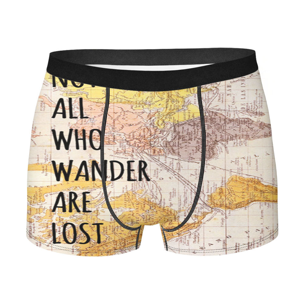 Not All Those Who Wander On Vintage Map Men'S Boxer Briefs