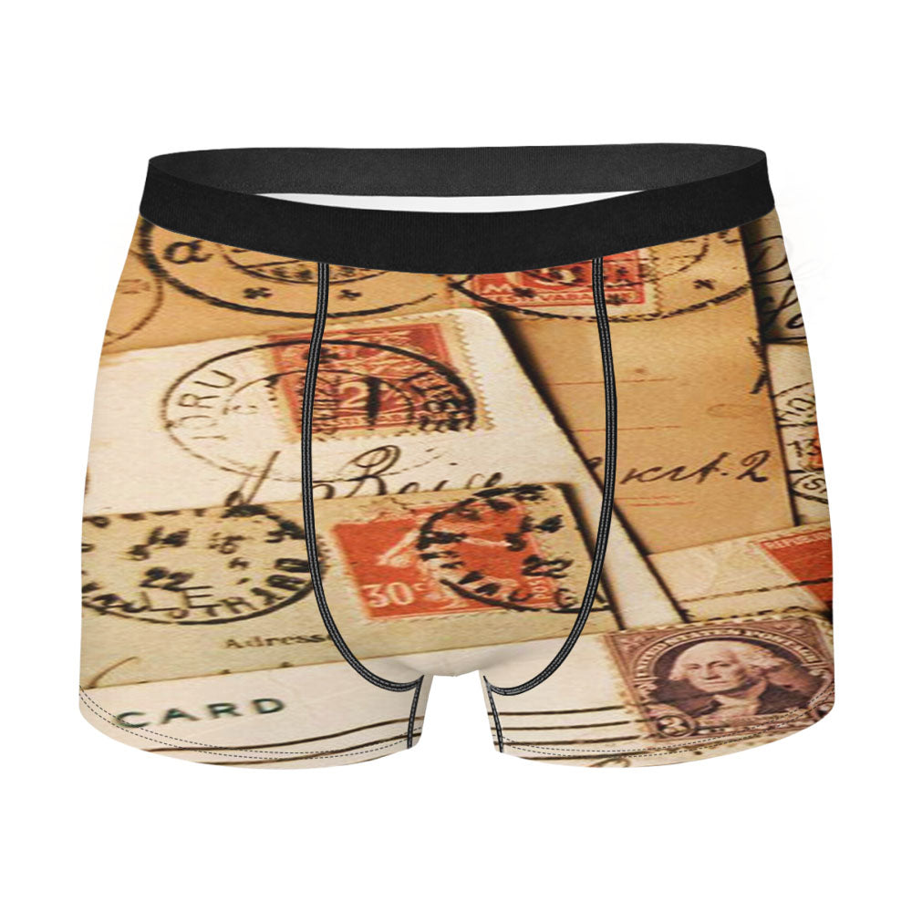 Vintage Postcard Collage Men'S Boxer Briefs