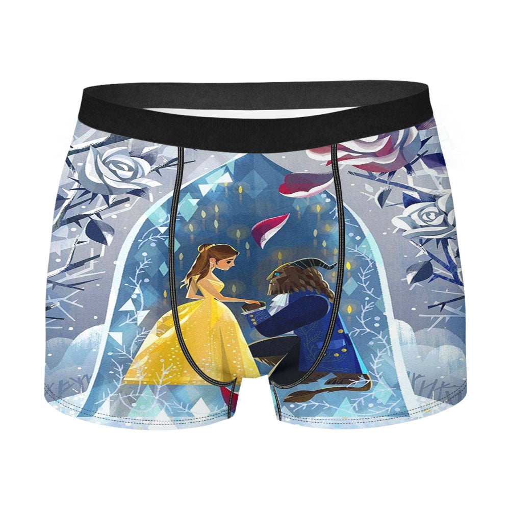 Beauty And The Beast Painting Watercolor Men'S Boxer Briefs