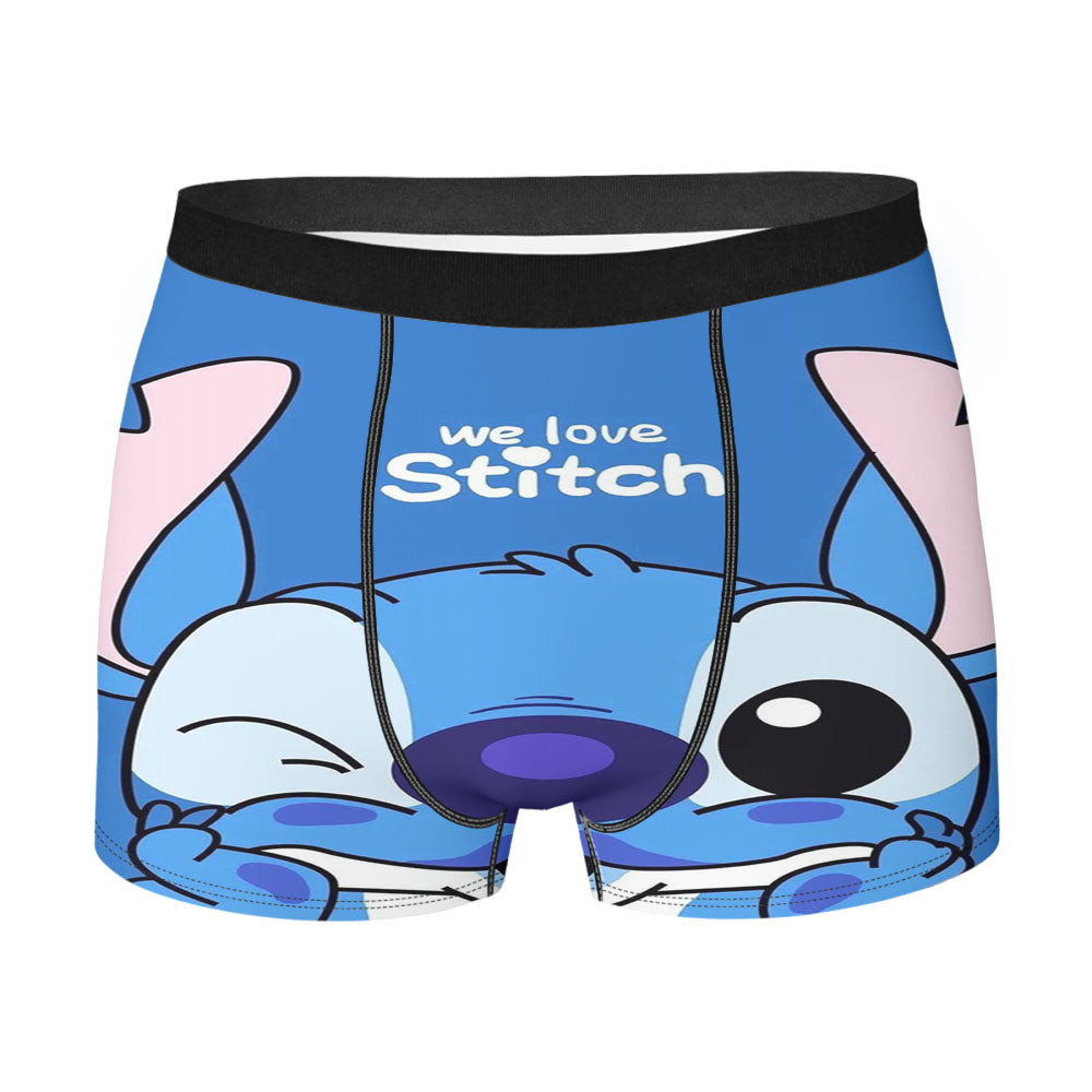 Blue We Love Stitch Men'S Boxer Briefs