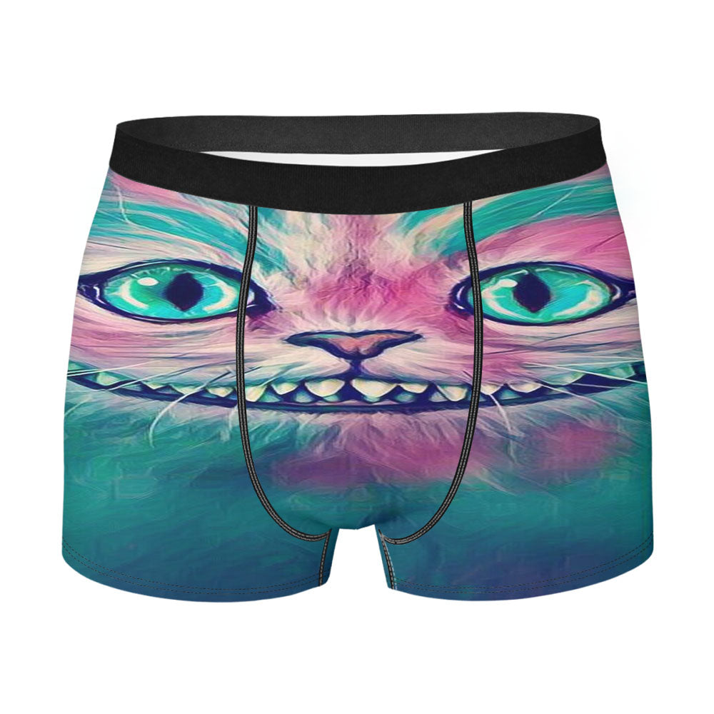 Cheshire Cat Pink And Blue Art Watercolor Men'S Boxer Briefs