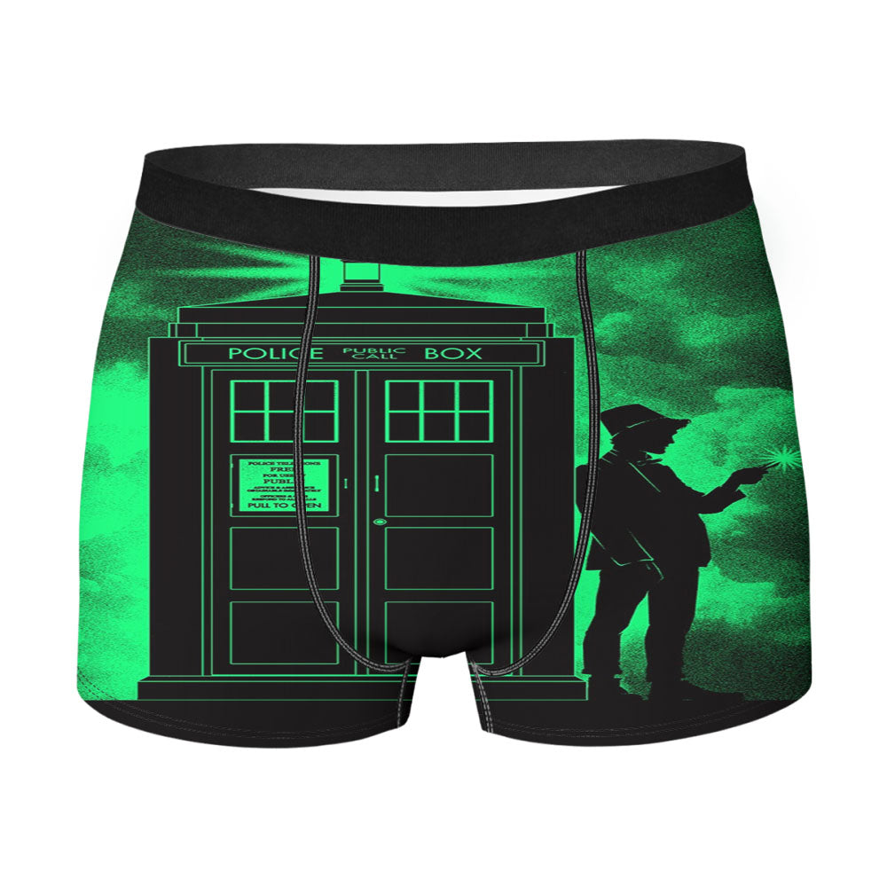 Light Green Clouds Dr Who Tardis Men'S Boxer Briefs