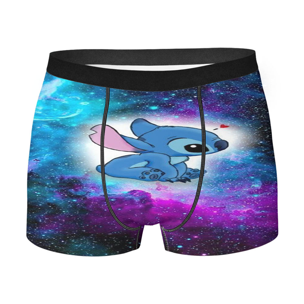 Stitch On Galaxy Nebula Men'S Boxer Briefs