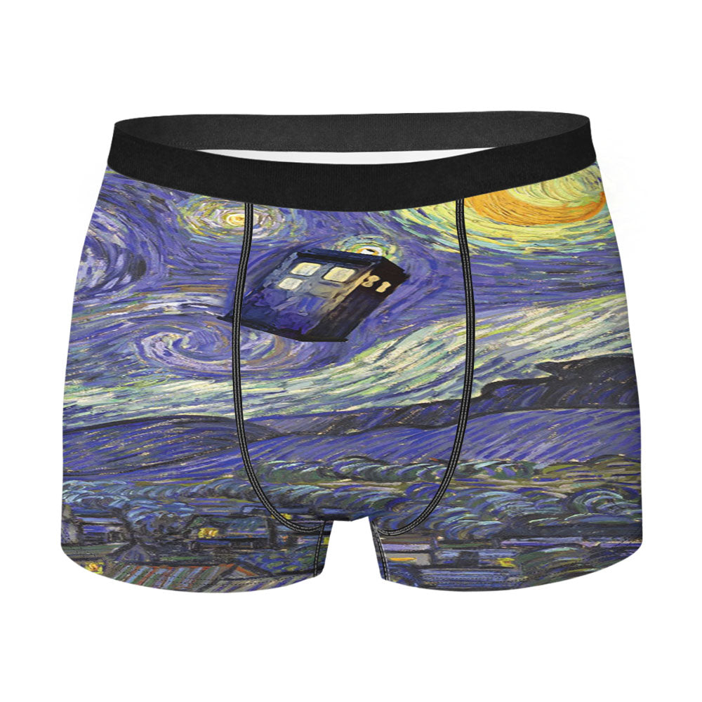 Van Gogh Tardis Starry Night Art Painting Men'S Boxer Briefs