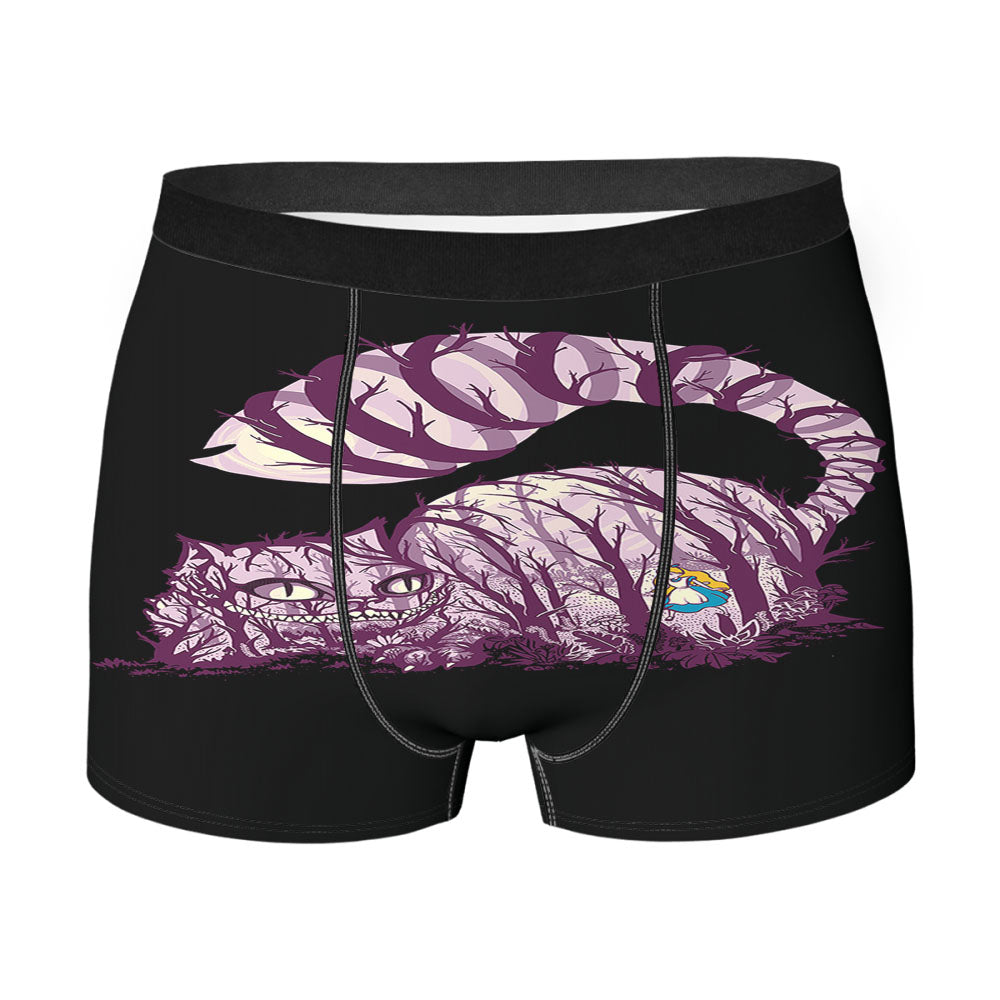 Alice Cheshire Cat Art Purple Men'S Boxer Briefs