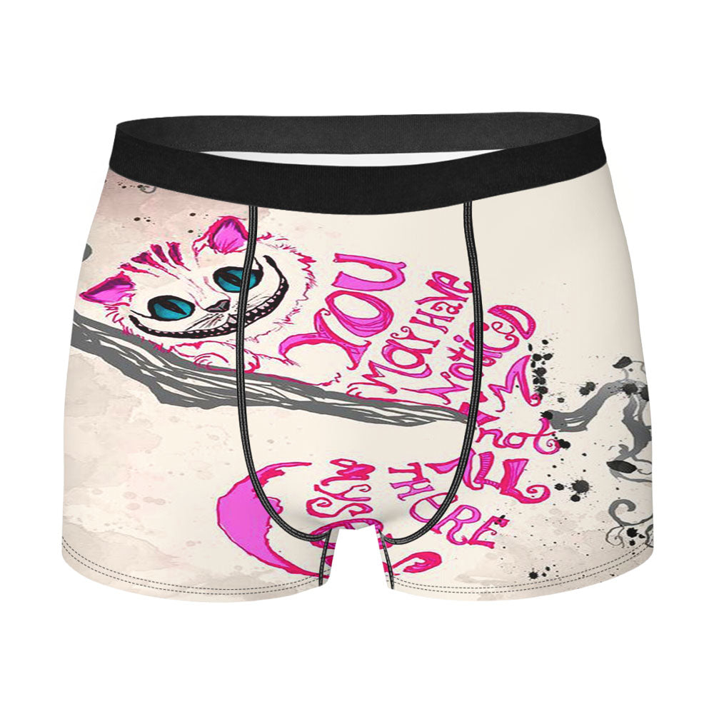 Alice Cheshire Cat In Wonderland Drawing Pink Men'S Boxer Briefs