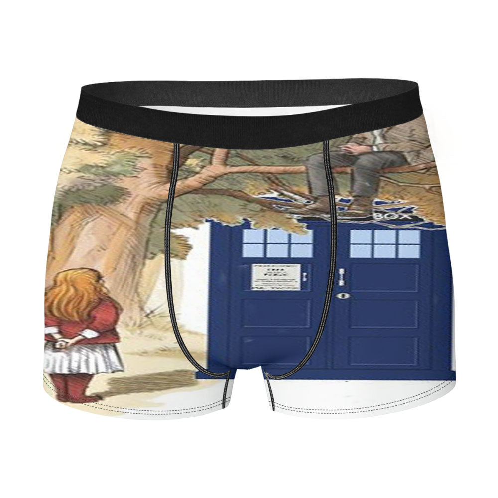 Alice In Wonderland And Tardis Doctor Who Men'S Boxer Briefs