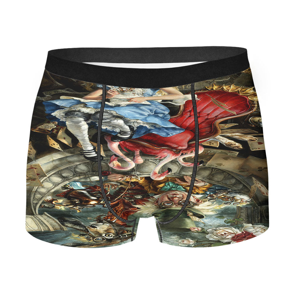 Alice In Wonderland Characters Art Flamingo Men'S Boxer Briefs