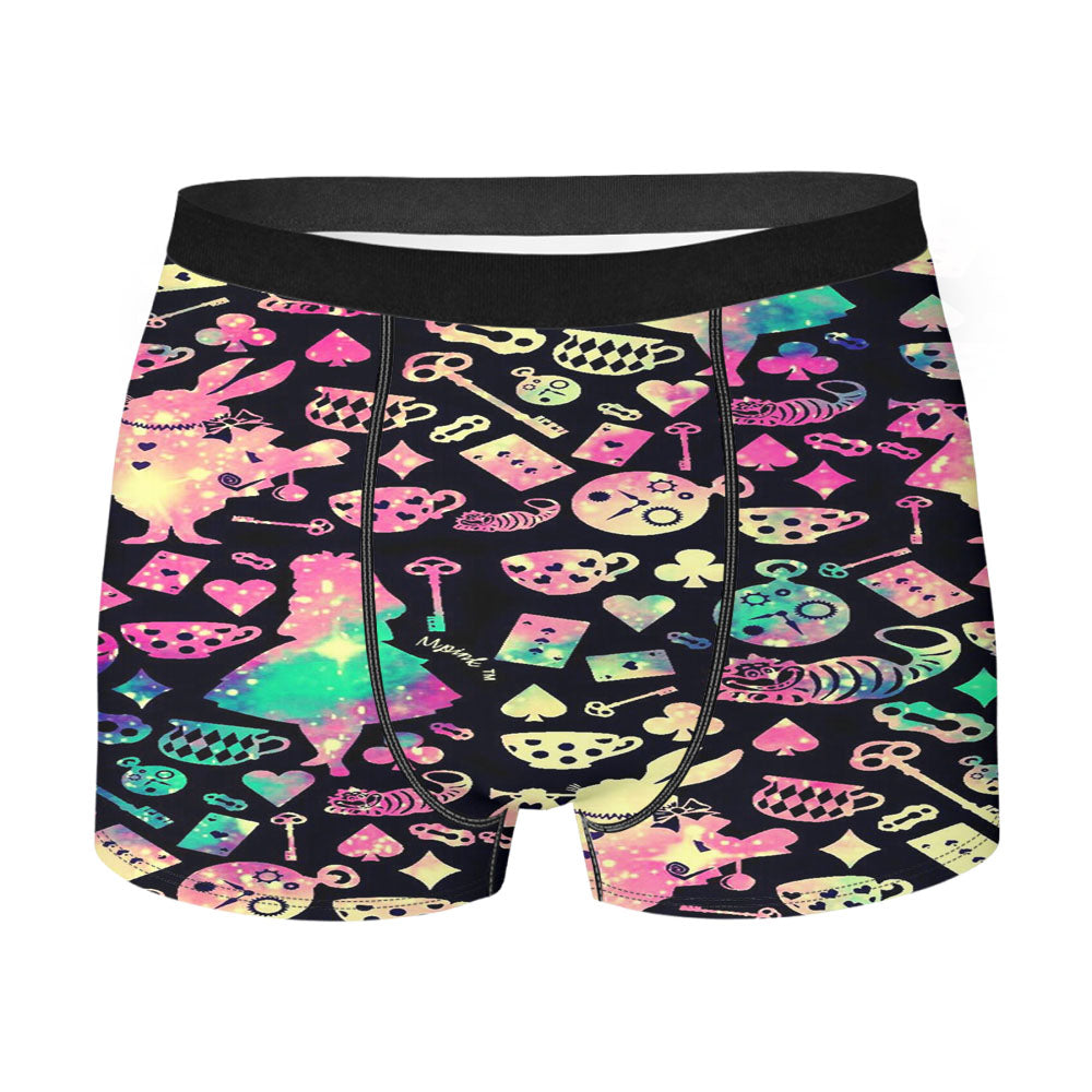 Alice In Wonderland Galaxy Pattern Wallpaper Men'S Boxer Briefs