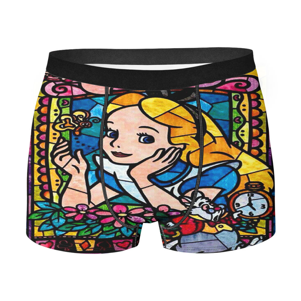 Alice In Wonderland Stained Glass Men'S Boxer Briefs