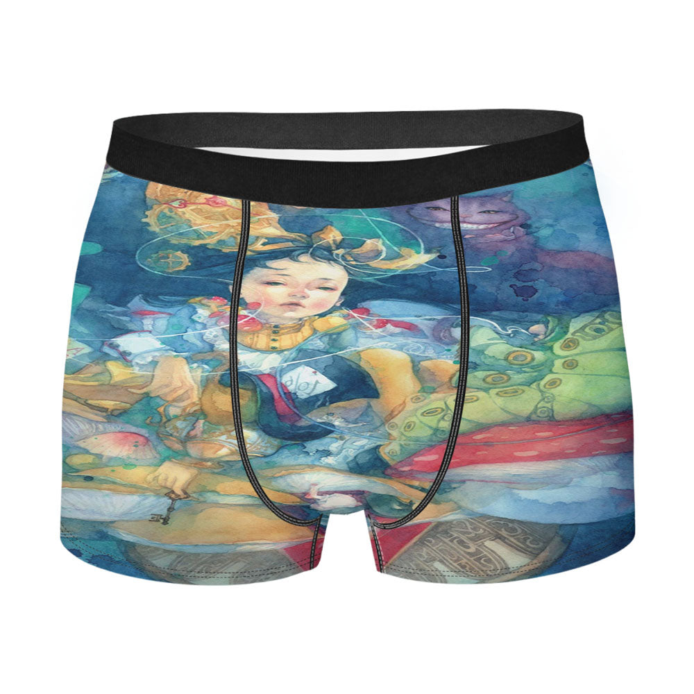 Alice In Wonderland Watercolor Painting Men'S Boxer Briefs