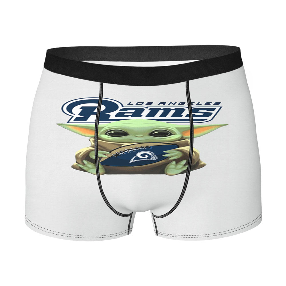 Baby Yoda Loves Los Angeles Rams Men'S Boxer Briefs