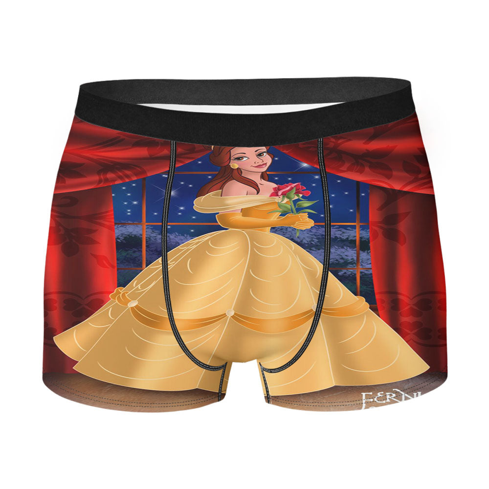 Belle Cosplay Disney Princess Beauty An The Beast Gold Yellow Men'S Boxer Briefs