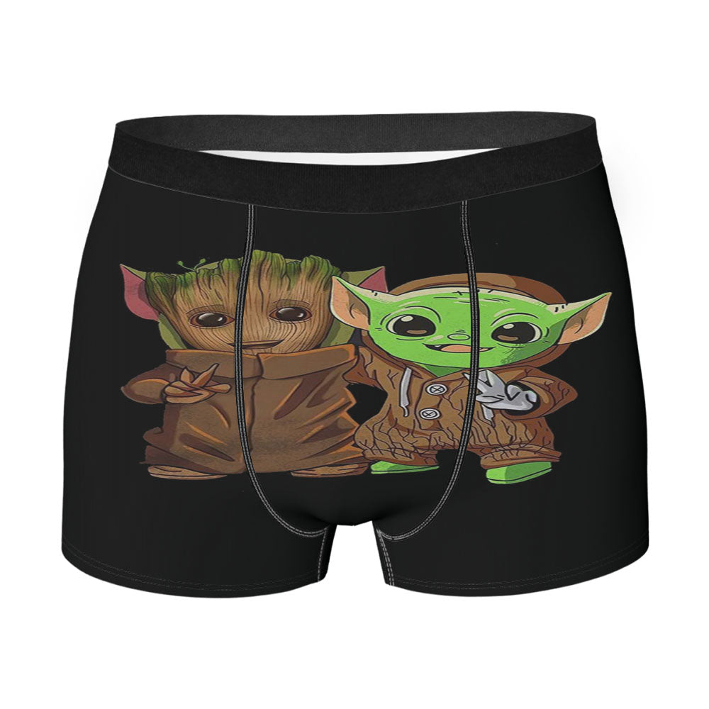 Cute Baby Groot And Baby Yoda Costume Men'S Boxer Briefs