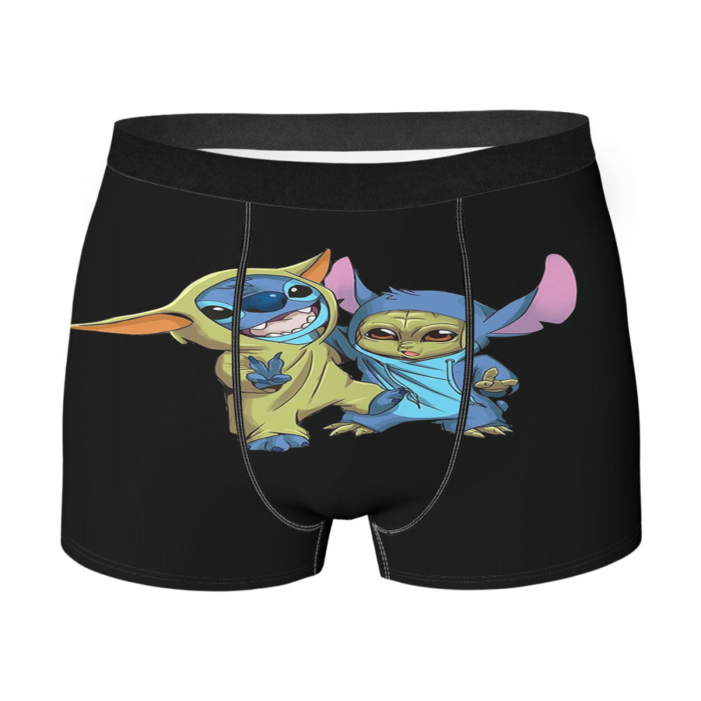 Cute Baby Yoda And Baby Stitch Costume Men'S Boxer Briefs