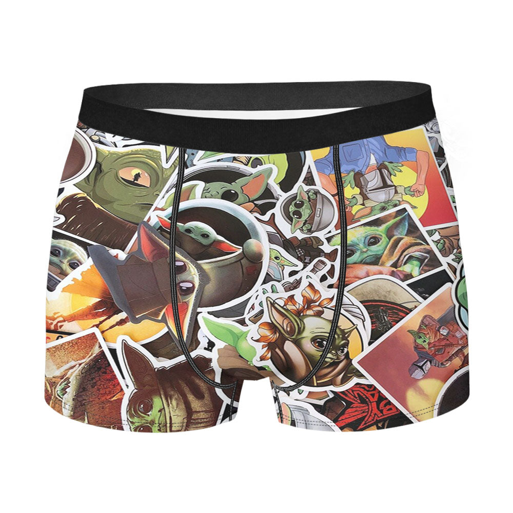 Cute Baby Yoda Star Wars The Mandalorian Stickers Men'S Boxer Briefs