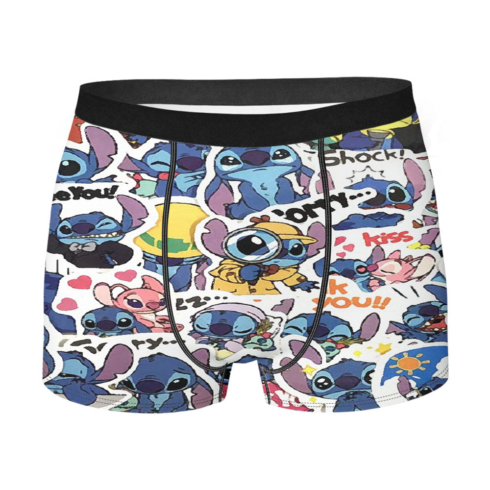 Cute Stitch Lilo Cartoon Emoticon Creature Characters Sticker Collage Men'S Boxer Briefs