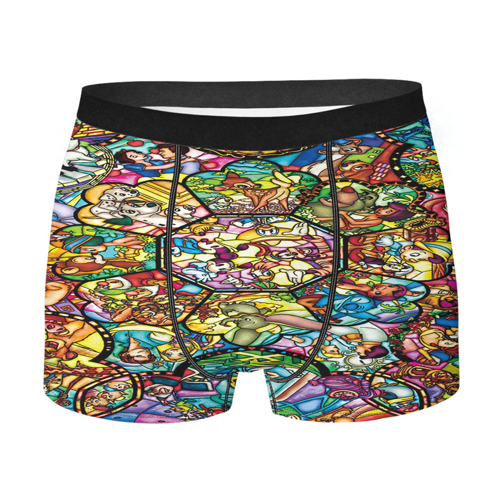 Disney All Characters Stained Glasses Men'S Boxer Briefs