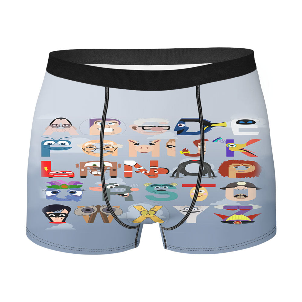Disney Compilation Abjad Font Men'S Boxer Briefs