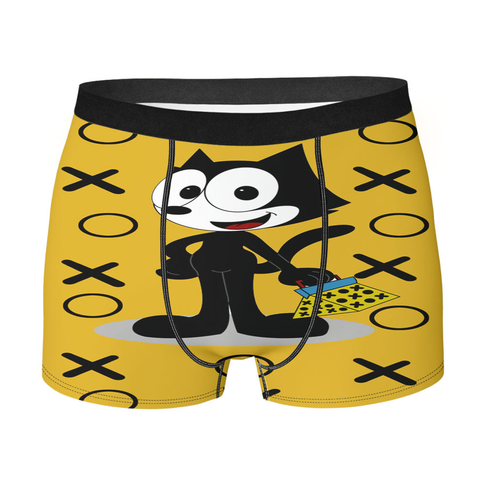 Felix The Cat With Pattern Yellow Men'S Boxer Briefs