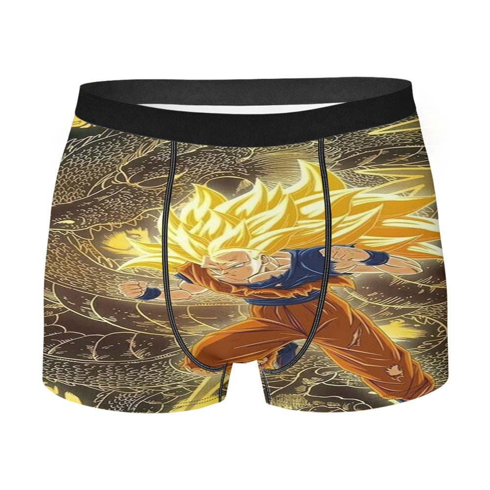 Goku Super Saiyan Jin 3 And Gold Dragon Shenron Men'S Boxer Briefs