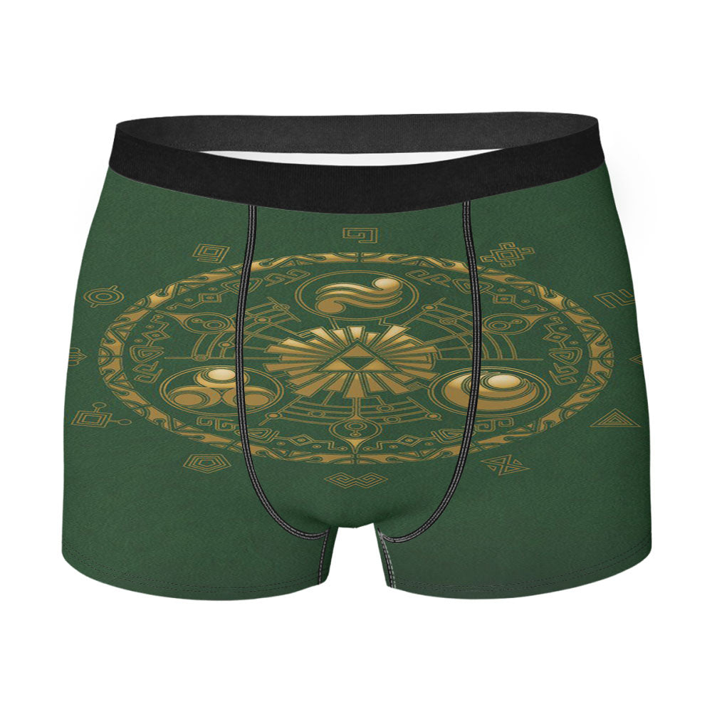 Green Pattern Triforce Zelda Link Logo Men'S Boxer Briefs