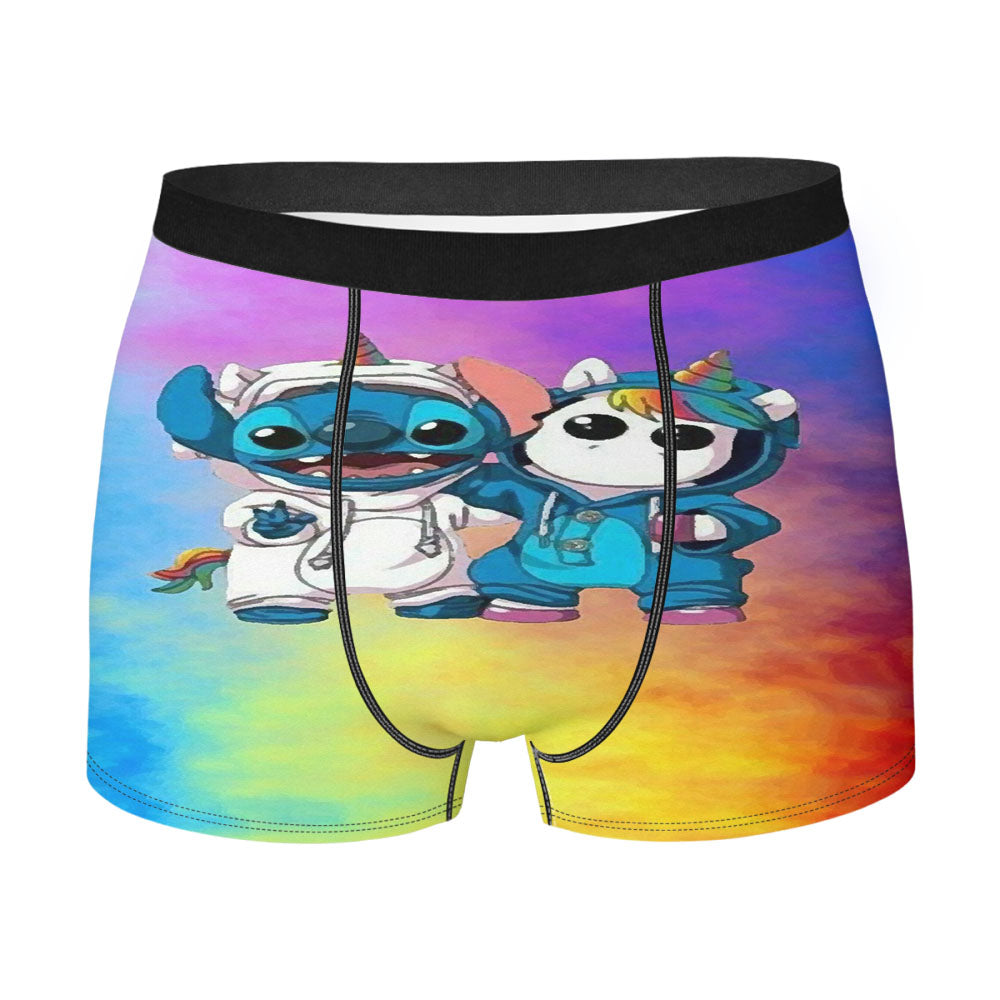 Kawaii Disney Baby Stitch Baby Unicorn Men'S Boxer Briefs