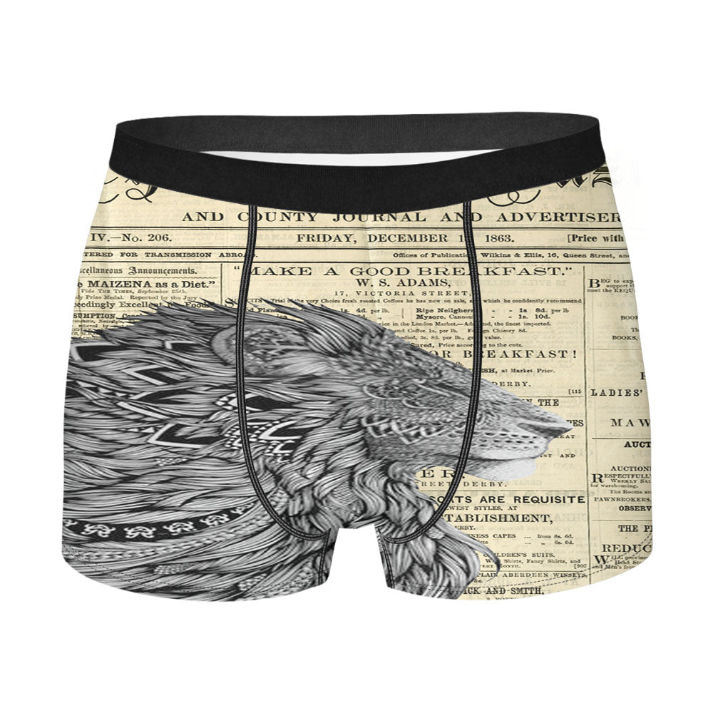 Lion King Aztec Old Newspaper Men'S Boxer Briefs