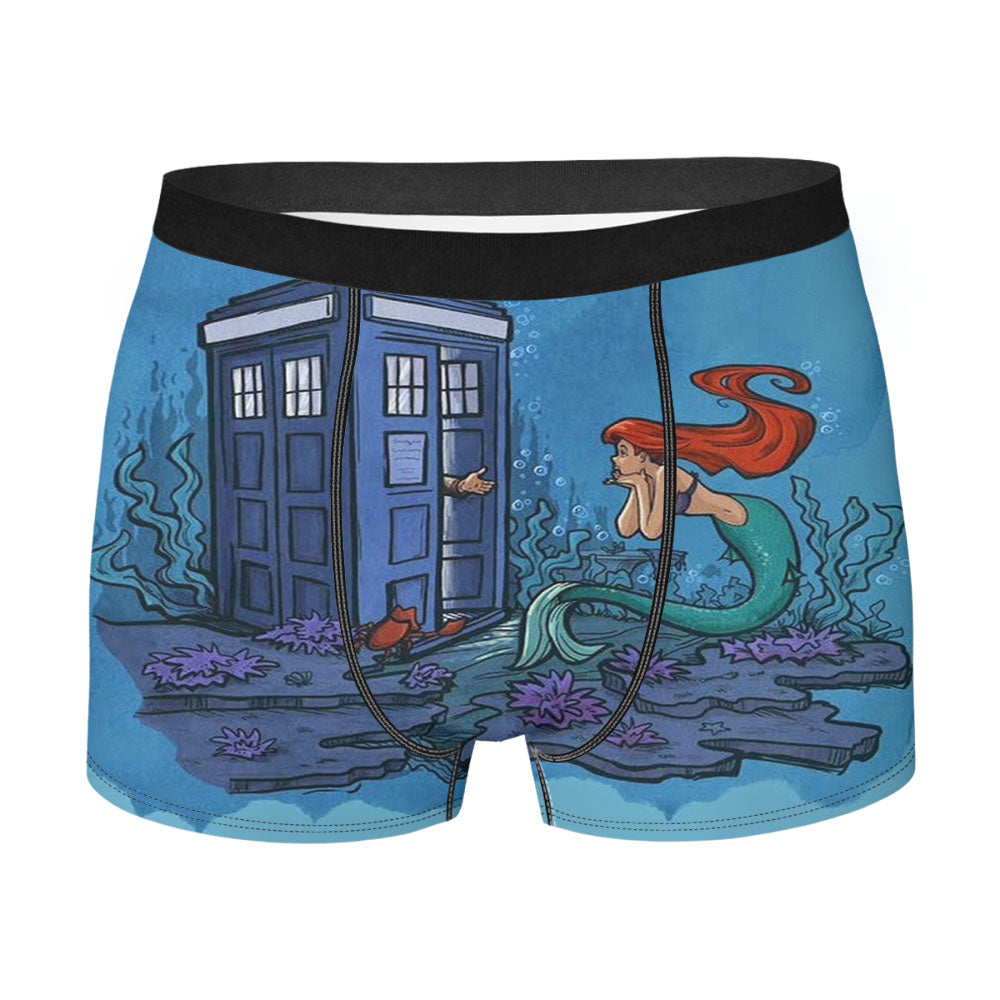 Little Mermaid Meet Tardis Men'S Boxer Briefs