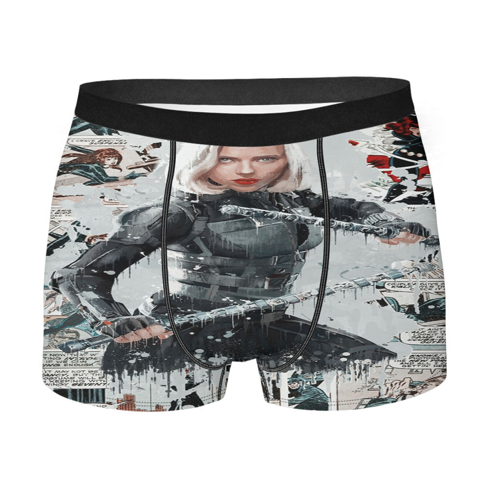 Natasha Black Widow Comic Painting Artwork Wallpaper Men'S Boxer Briefs