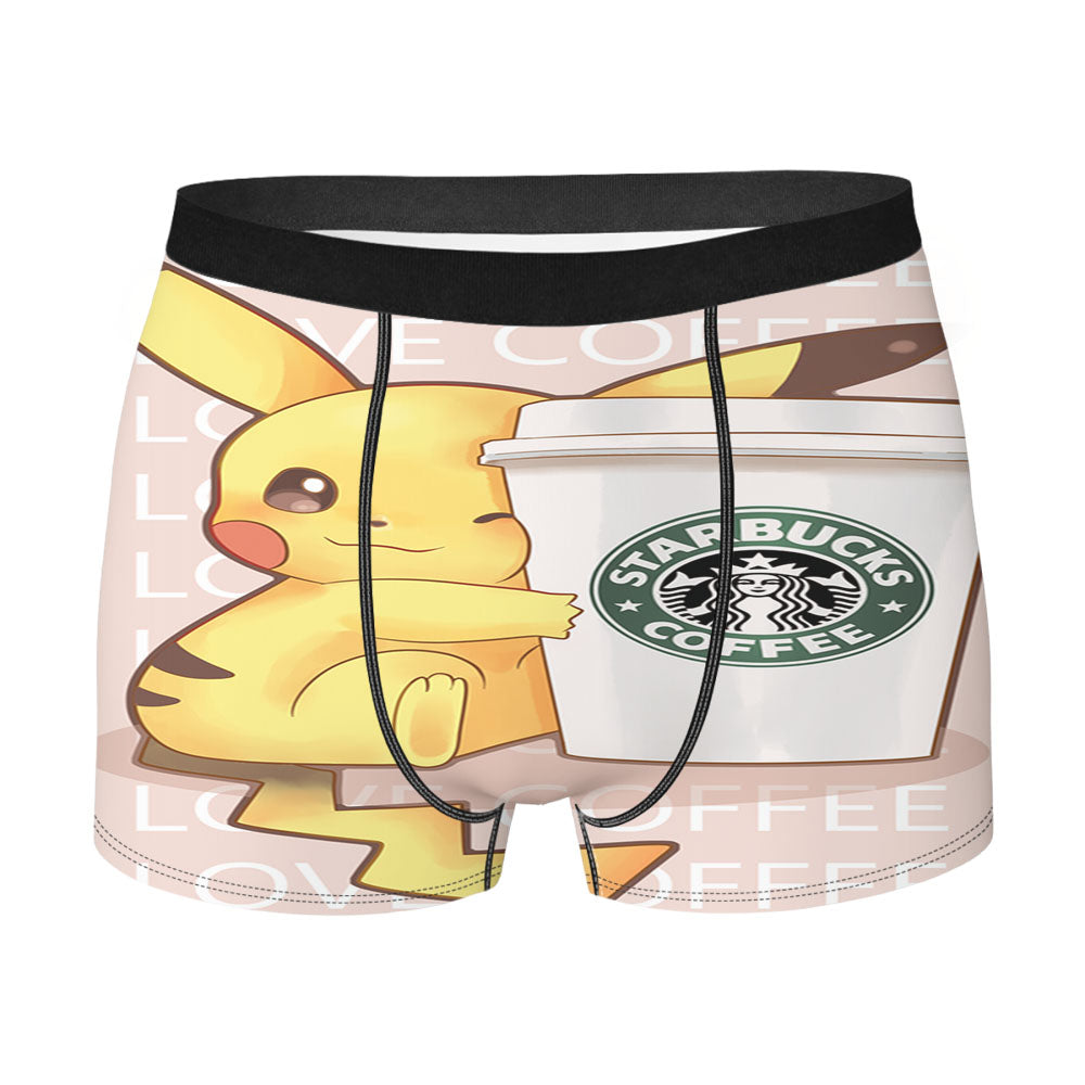 Pikachu With Starbucks Coffee Men'S Boxer Briefs