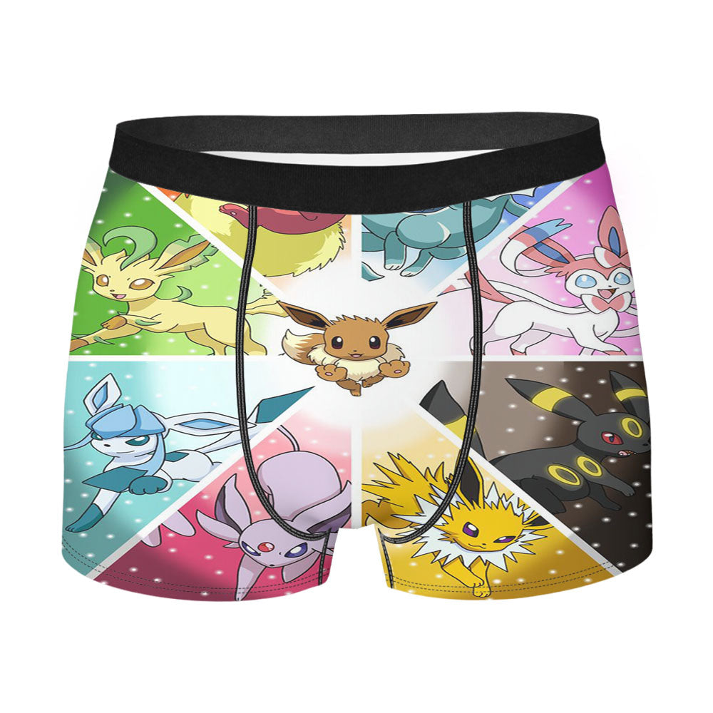 Pokemon Eevee Evolution Pocket Monster Glasses Men'S Boxer Briefs