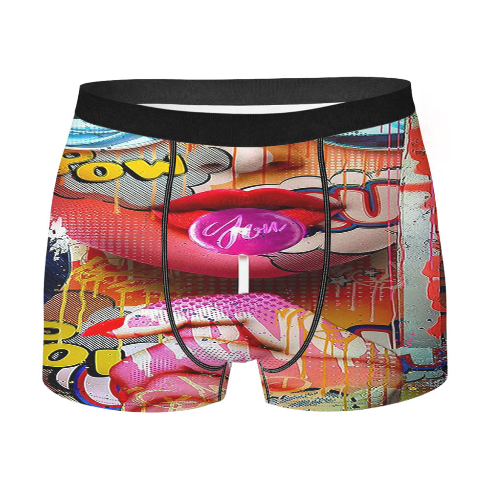 Pop Art Girl With Candy Comic Style Men'S Boxer Briefs
