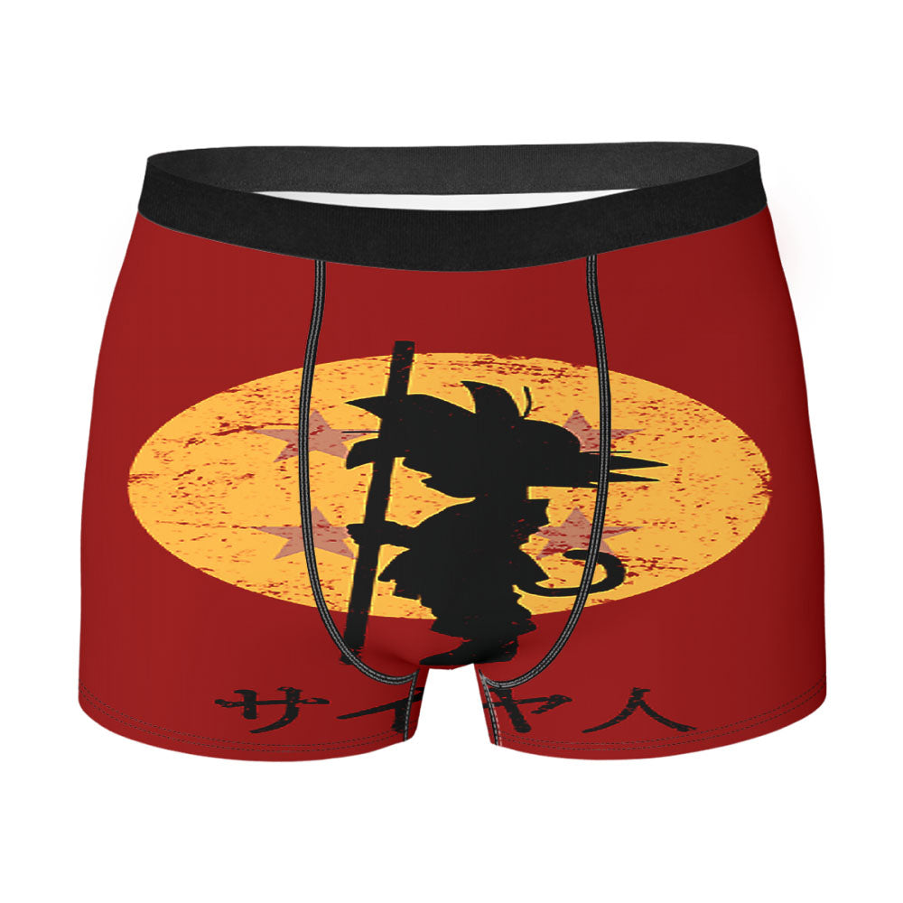 Son Goku Red Silhouette And Moon Men'S Boxer Briefs