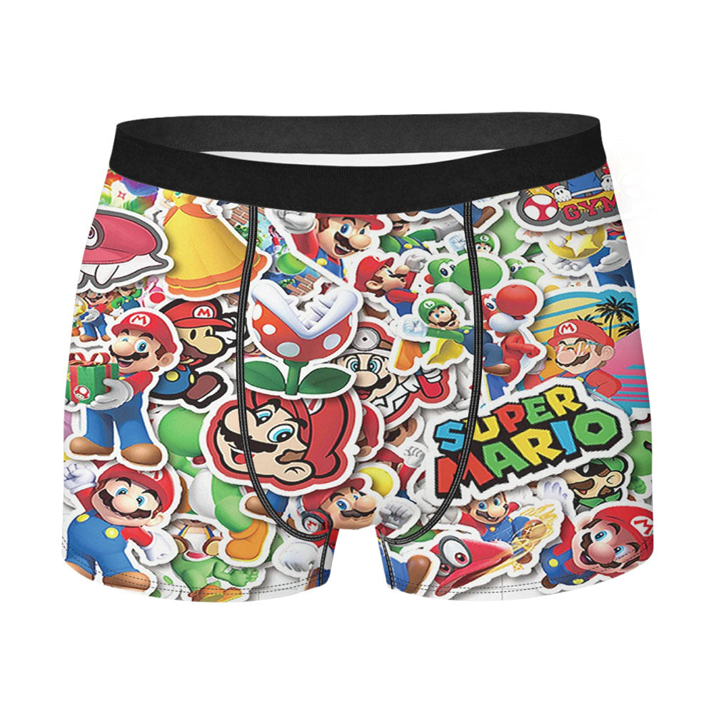 Super Mario All Characters Sticker Wallpaper Men'S Boxer Briefs