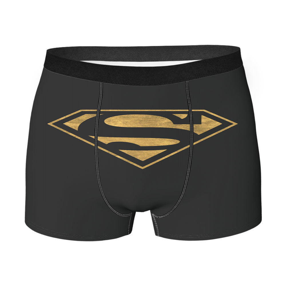 Superman Black Gold Texture Logo Men'S Boxer Briefs