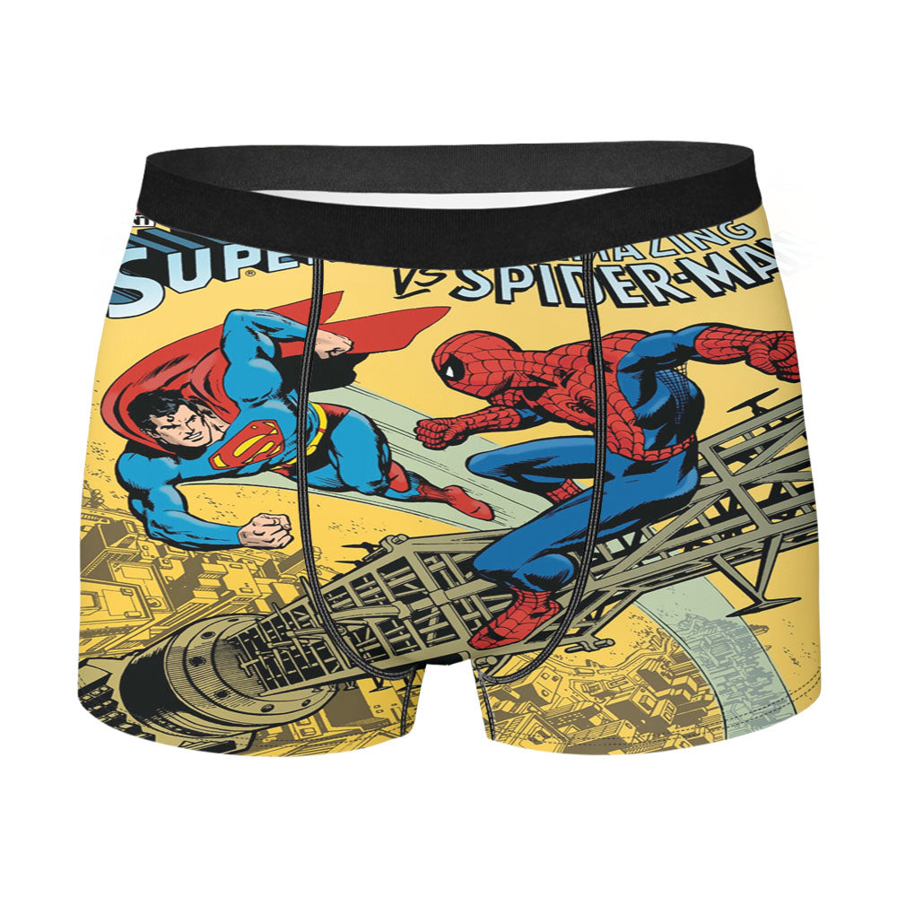 Superman Vs Spiderman Vintage Story Book Cover Men'S Boxer Briefs
