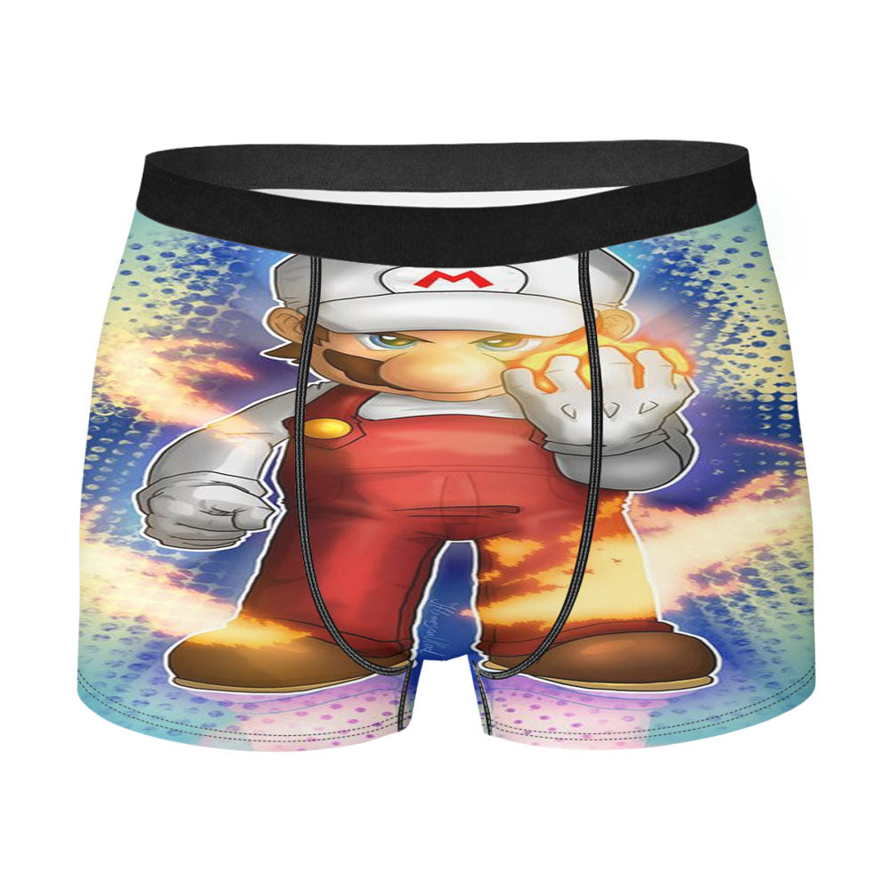 White Mario Flame Mode Men'S Boxer Briefs