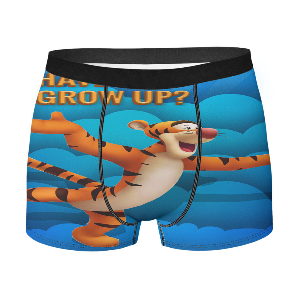 Winnie The Pooh Tigger Quote Who Says We Have To Grow Up Men'S Boxer Briefs