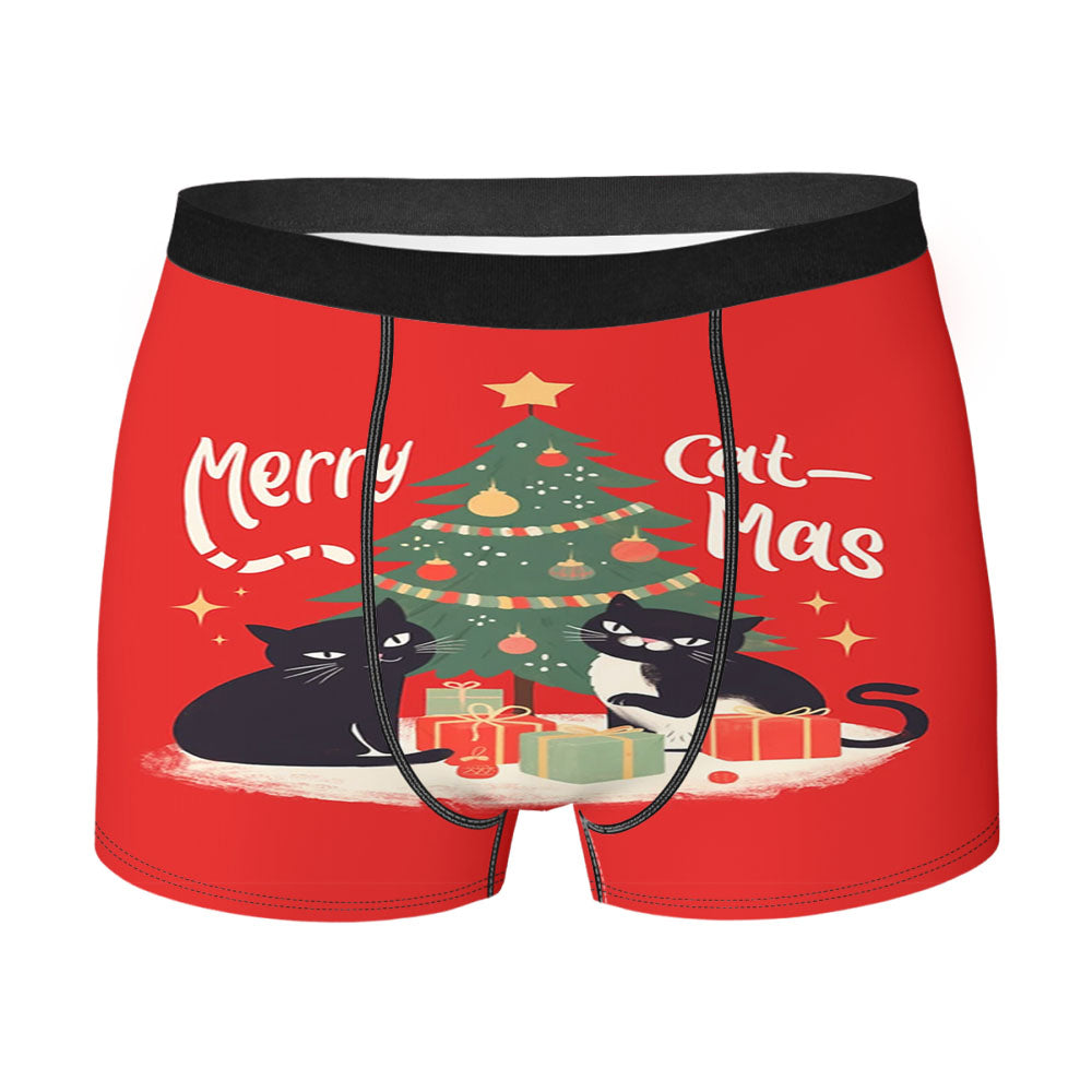 Merry Cat-Mas Funny Cats Christmas Tree Men'S Boxer Briefs