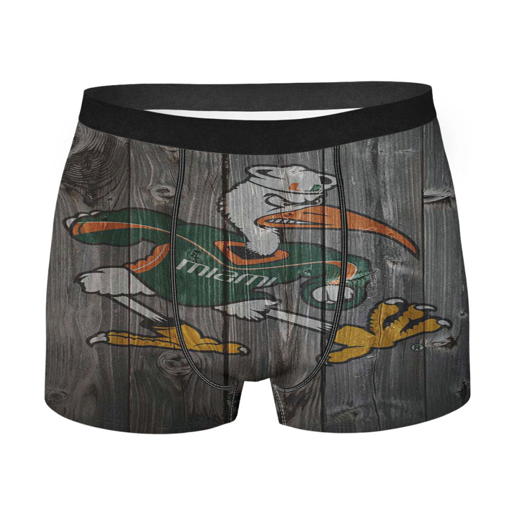 Miami Hurricanes University Logo Dark Wood Wallpaper Men'S Boxer Briefs