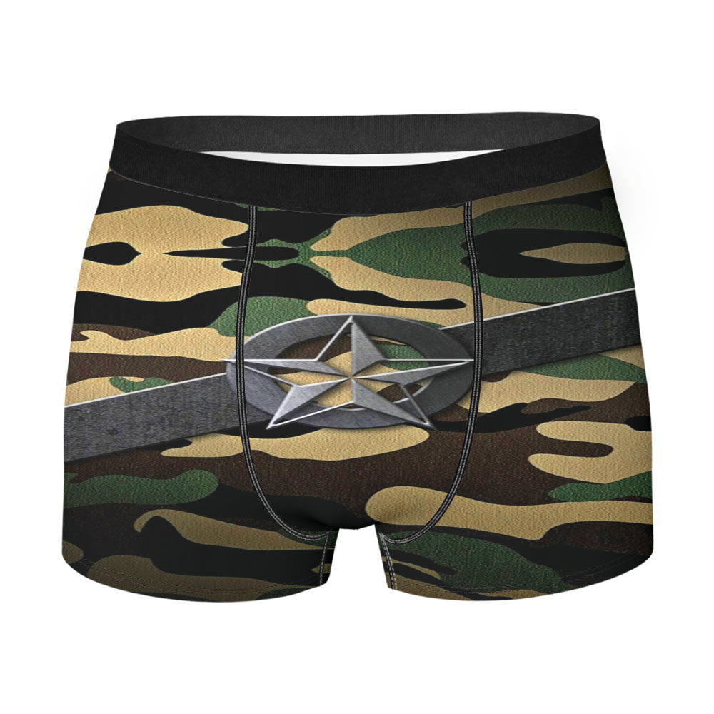 Military Star Green Camo Men'S Boxer Briefs