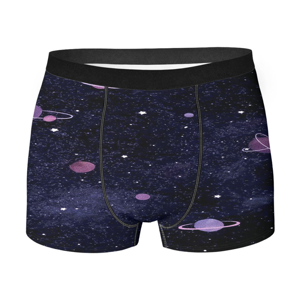 Milky White Galaxy Pattern Men'S Boxer Briefs