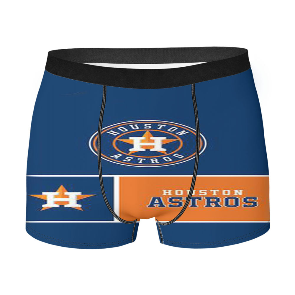 Mlb Huston Astros Blue Orange Men'S Boxer Briefs