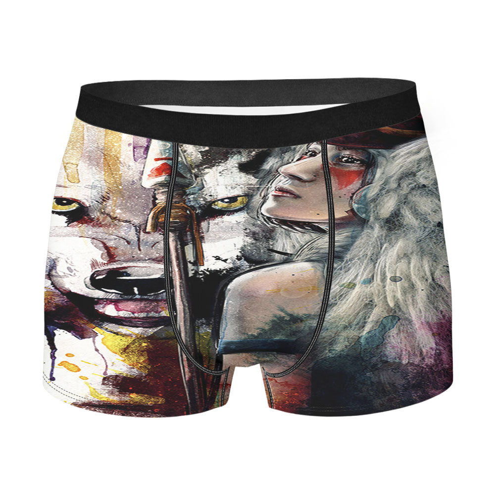 Mononoke Hime And The Spirit Of The Wolf Men'S Boxer Briefs