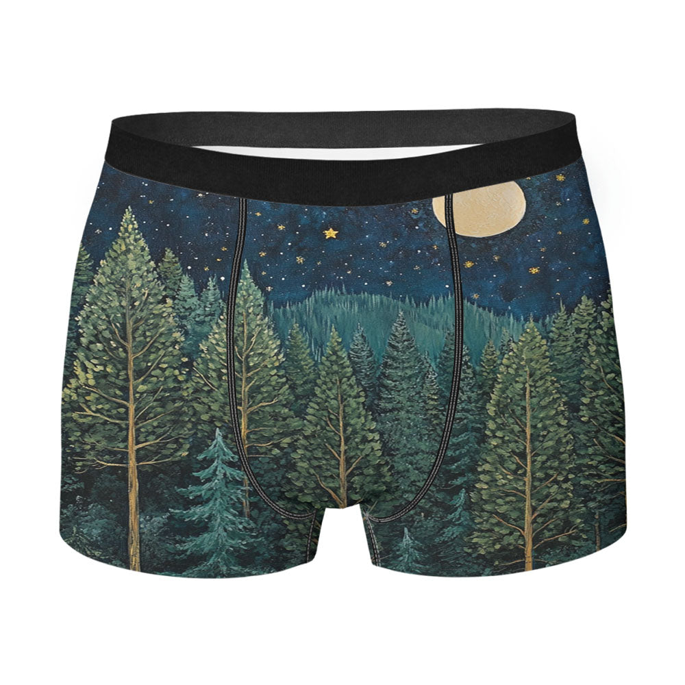 Moonlit Evergreen Forest Men'S Boxer Briefs