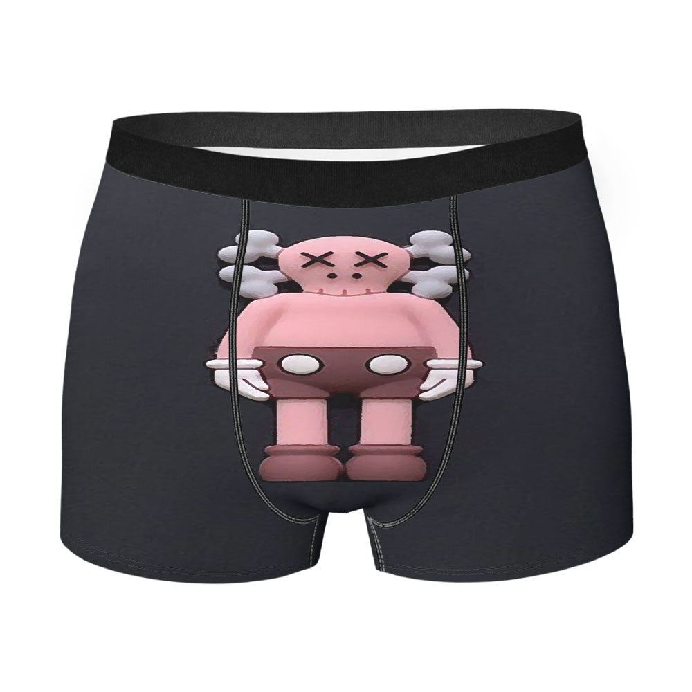 New York Kaws Pink On Black Men'S Boxer Briefs
