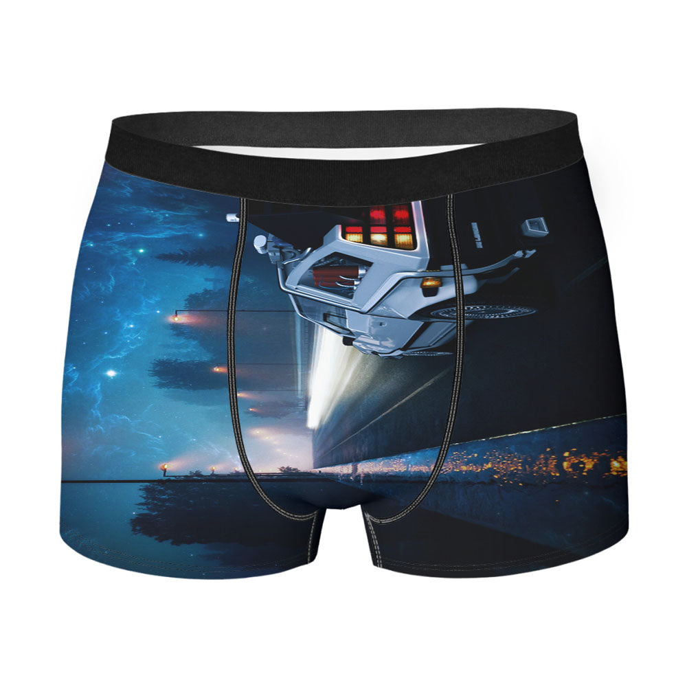 Night On Time Machine Back To The Future Car Men'S Boxer Briefs