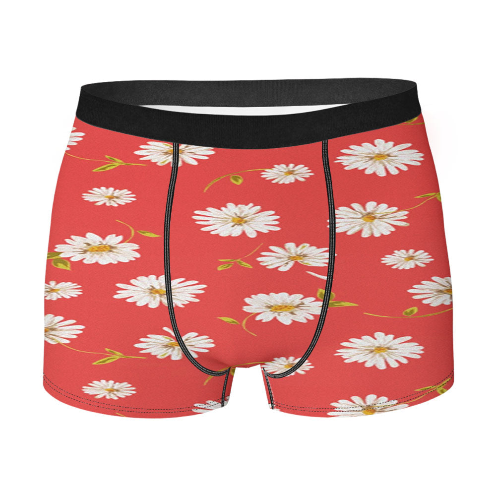 Noise Daisy Daydream Red Coral Floral Men'S Boxer Briefs