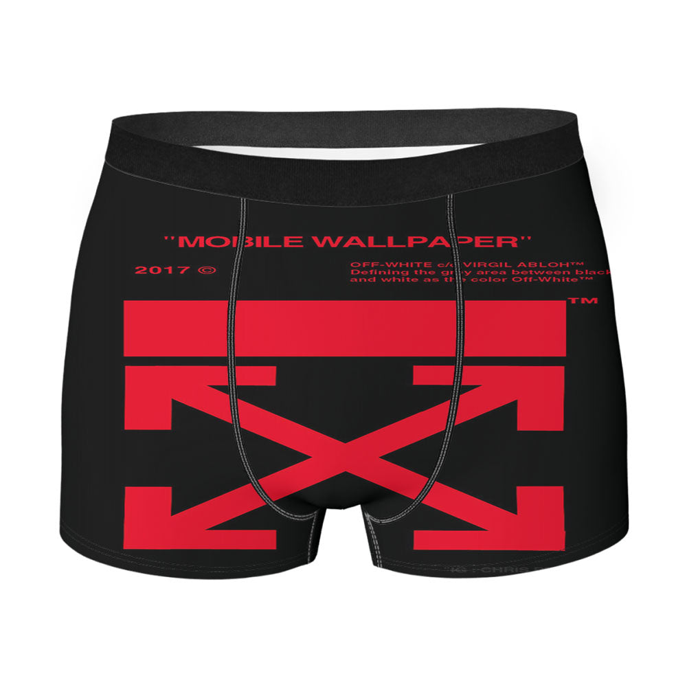 Off White Red Men'S Boxer Briefs